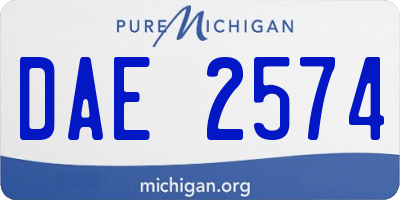 MI license plate DAE2574