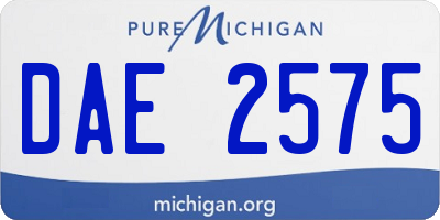 MI license plate DAE2575