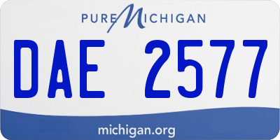 MI license plate DAE2577