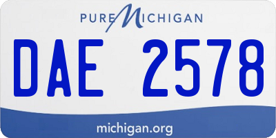 MI license plate DAE2578