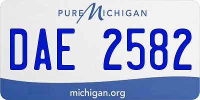 MI license plate DAE2582