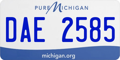 MI license plate DAE2585
