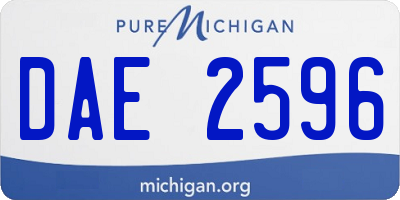 MI license plate DAE2596