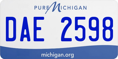 MI license plate DAE2598