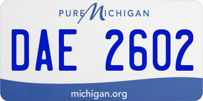 MI license plate DAE2602