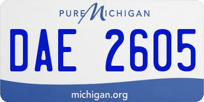 MI license plate DAE2605
