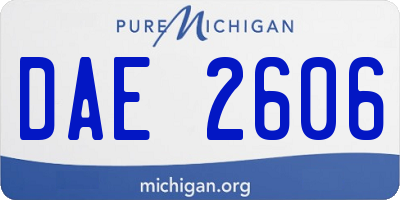 MI license plate DAE2606