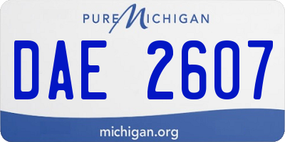 MI license plate DAE2607