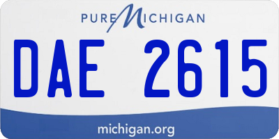 MI license plate DAE2615