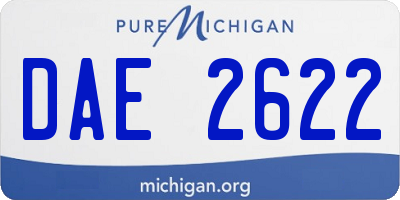MI license plate DAE2622