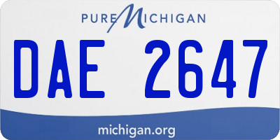 MI license plate DAE2647