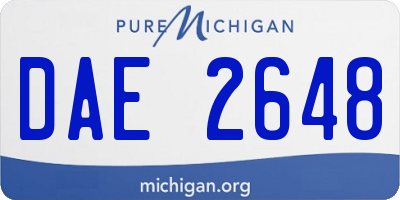 MI license plate DAE2648