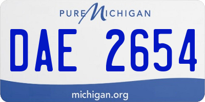 MI license plate DAE2654