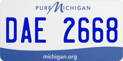 MI license plate DAE2668