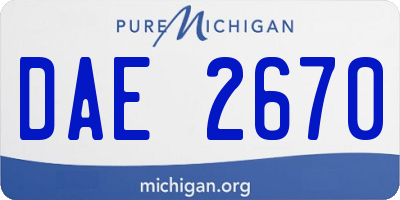 MI license plate DAE2670