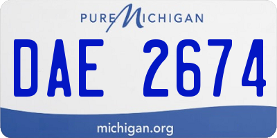 MI license plate DAE2674