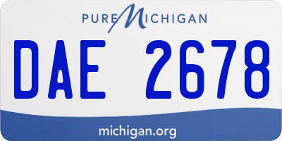 MI license plate DAE2678