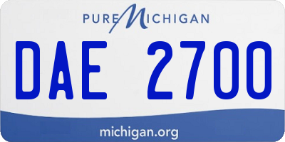 MI license plate DAE2700