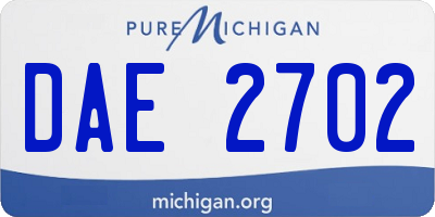 MI license plate DAE2702