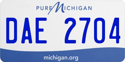 MI license plate DAE2704
