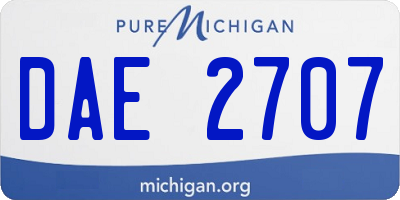 MI license plate DAE2707