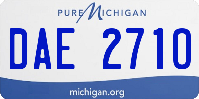 MI license plate DAE2710