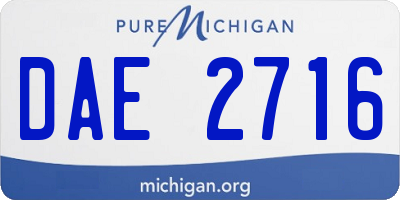 MI license plate DAE2716