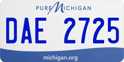 MI license plate DAE2725