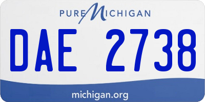 MI license plate DAE2738