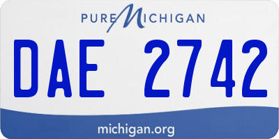 MI license plate DAE2742