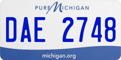 MI license plate DAE2748