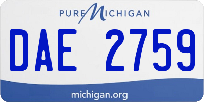 MI license plate DAE2759
