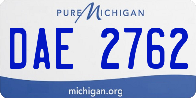 MI license plate DAE2762