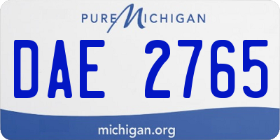 MI license plate DAE2765