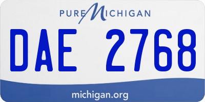 MI license plate DAE2768