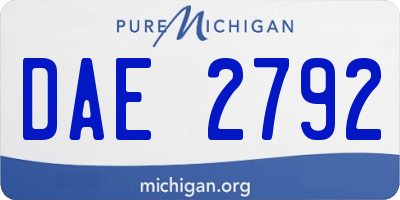 MI license plate DAE2792