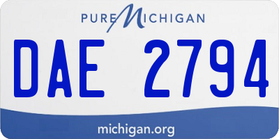 MI license plate DAE2794