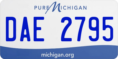 MI license plate DAE2795
