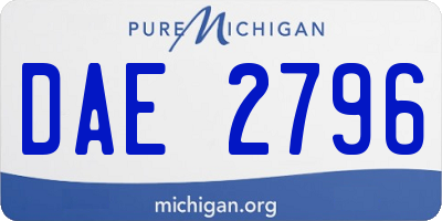MI license plate DAE2796