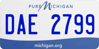 MI license plate DAE2799
