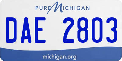 MI license plate DAE2803