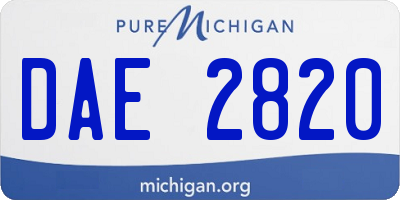 MI license plate DAE2820