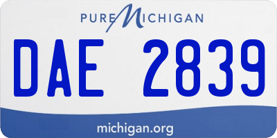 MI license plate DAE2839
