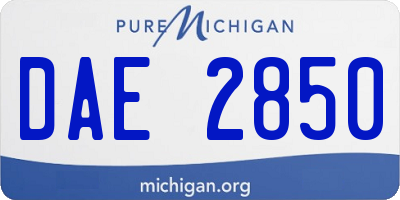 MI license plate DAE2850