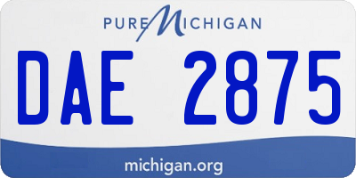 MI license plate DAE2875