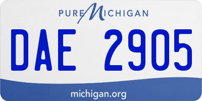 MI license plate DAE2905