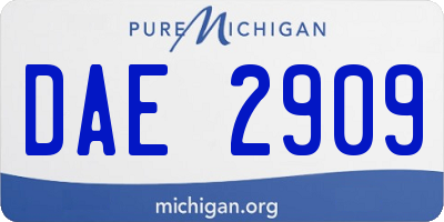 MI license plate DAE2909