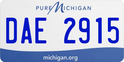 MI license plate DAE2915