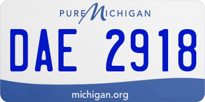 MI license plate DAE2918