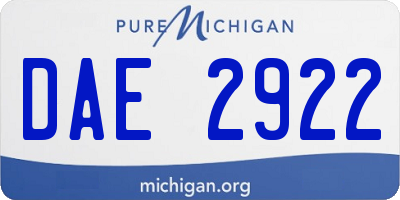 MI license plate DAE2922